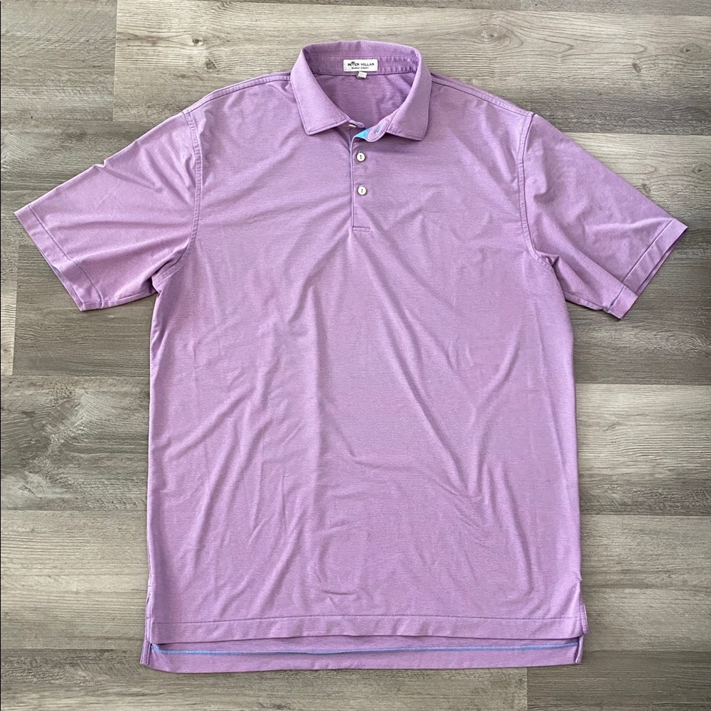 Peter Millar Summer Comfort Polo Shirt Striped Pink Blue Golf Preppy Large